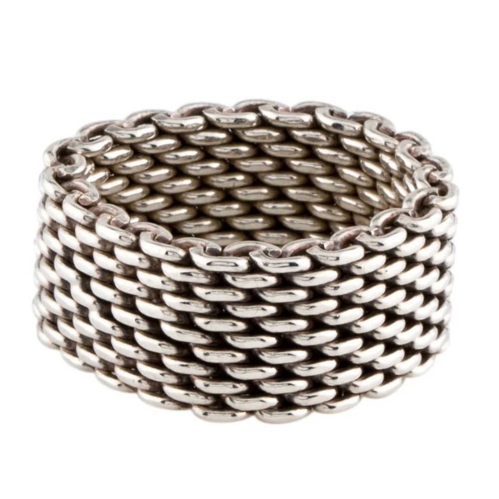 Tiffany & Co Somerset sterling silver chain link ring.